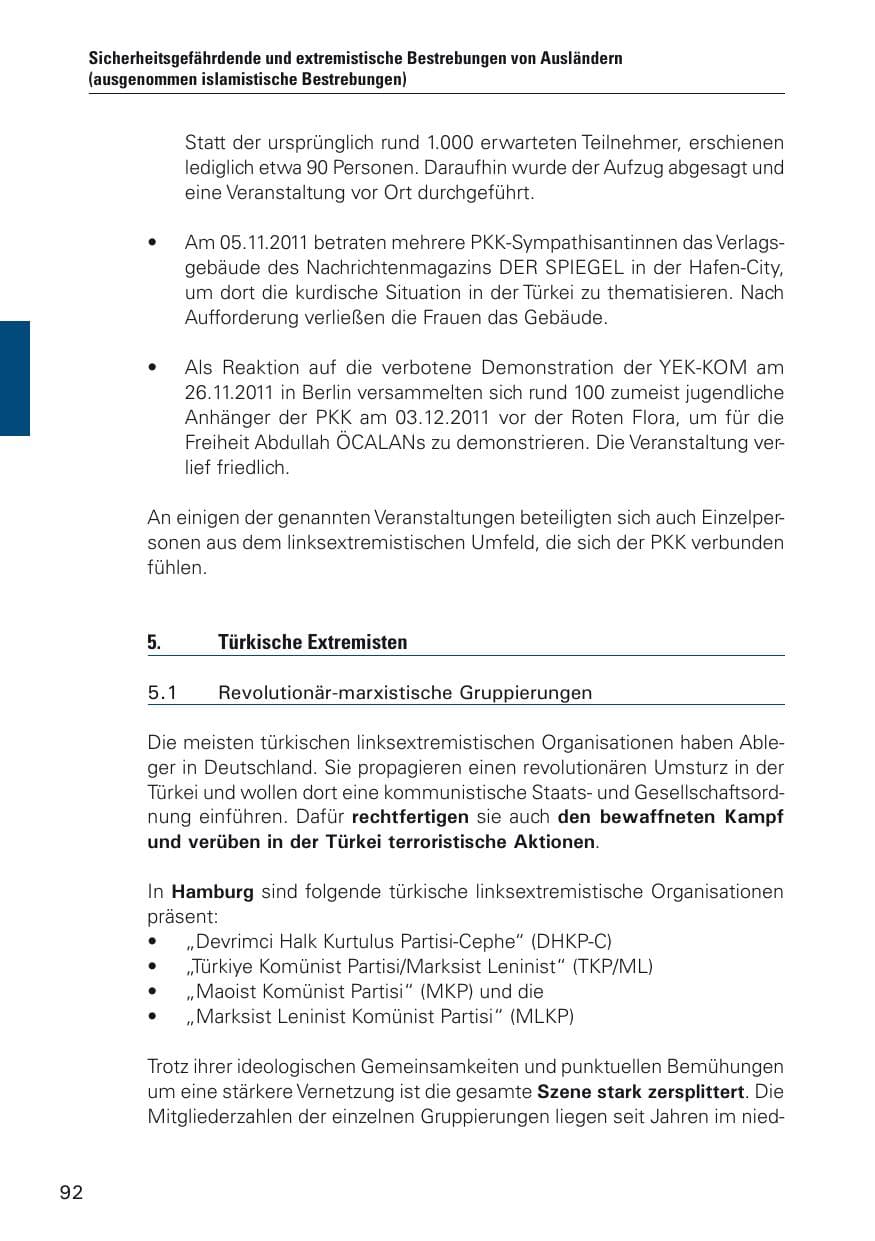 Seite 93 des Verfassungsschutzbericht 2011 Hamburg