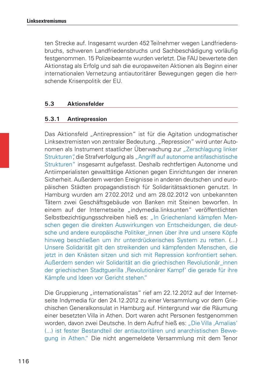 Seite 117 des Verfassungsschutzbericht 2012 Hamburg