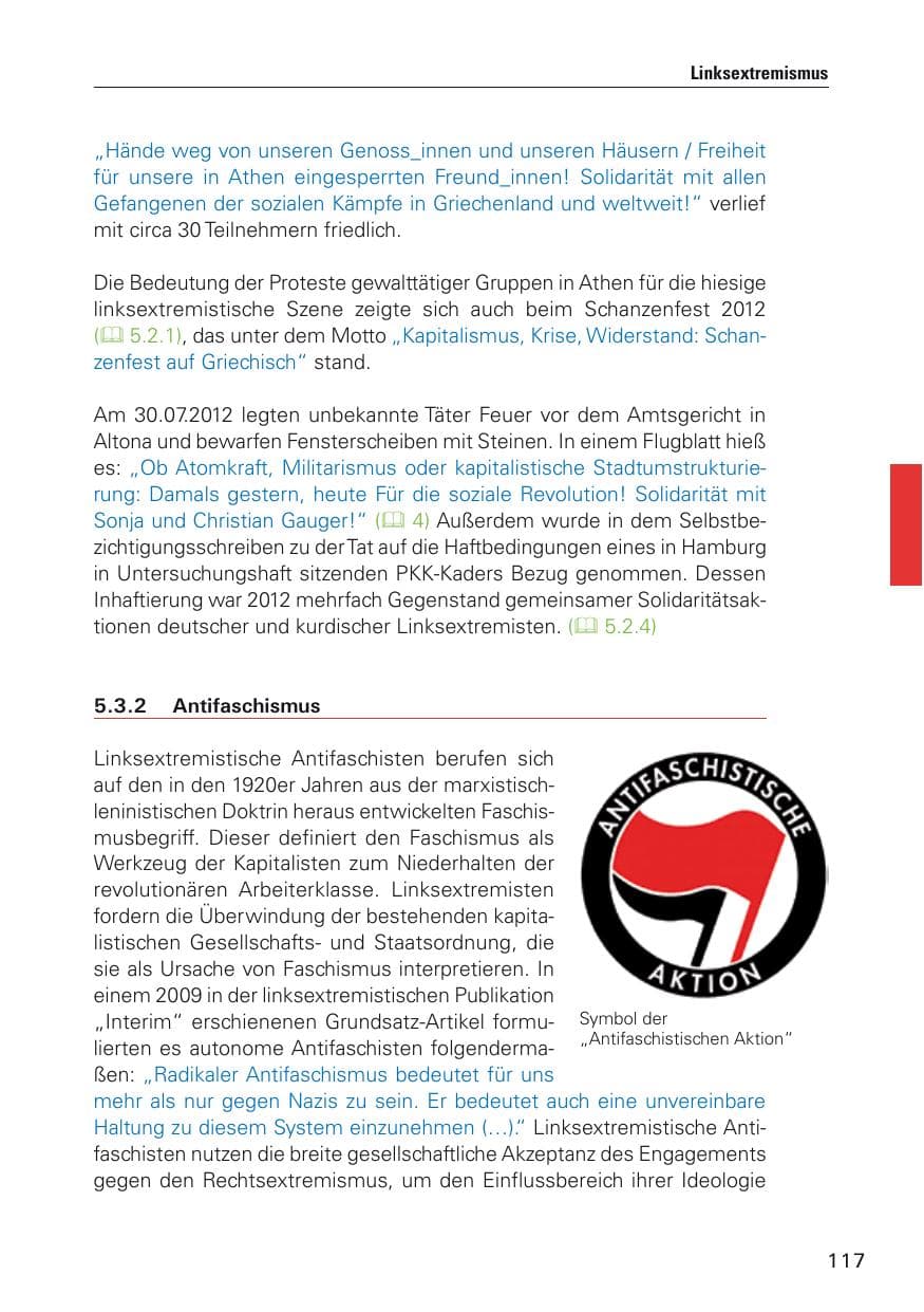 Seite 118 des Verfassungsschutzbericht 2012 Hamburg