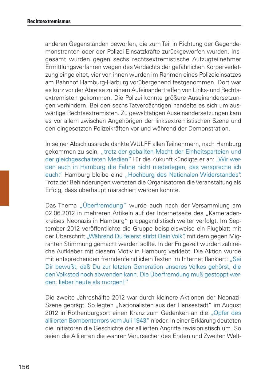 Seite 157 des Verfassungsschutzbericht 2012 Hamburg