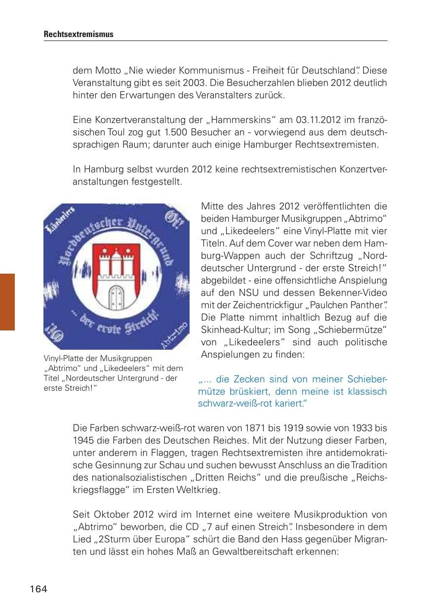 Seite 165 des Verfassungsschutzbericht 2012 Hamburg