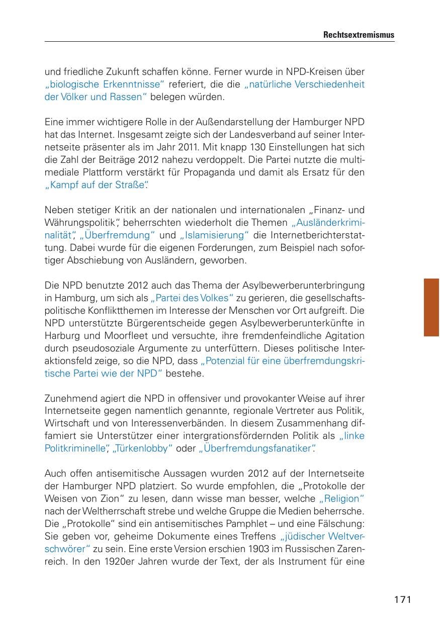 Seite 172 des Verfassungsschutzbericht 2012 Hamburg
