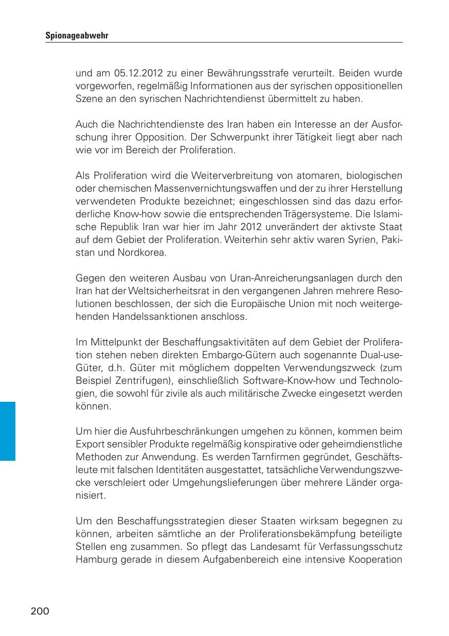 Seite 201 des Verfassungsschutzbericht 2012 Hamburg