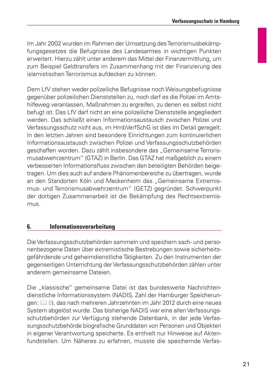 Seite 22 des Verfassungsschutzbericht 2012 Hamburg