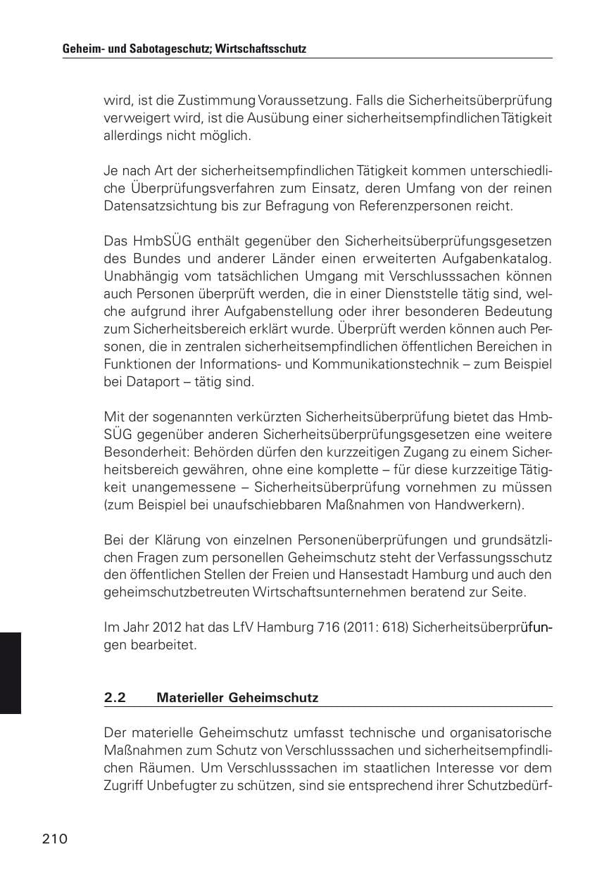 Seite 211 des Verfassungsschutzbericht 2012 Hamburg