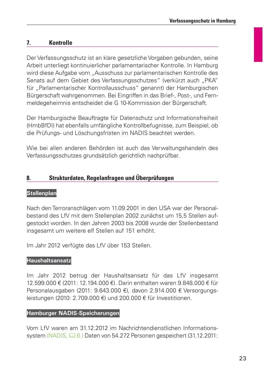 Seite 24 des Verfassungsschutzbericht 2012 Hamburg