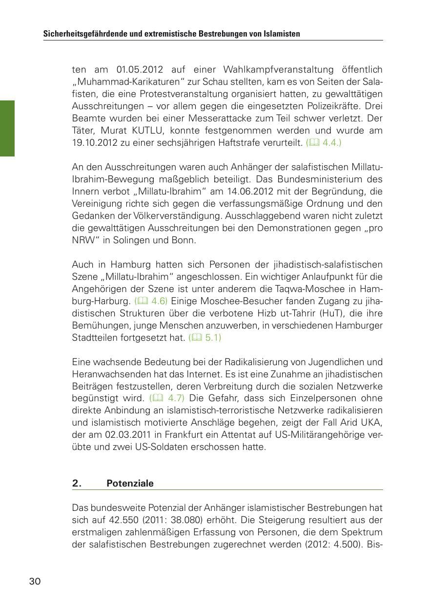 Seite 31 des Verfassungsschutzbericht 2012 Hamburg