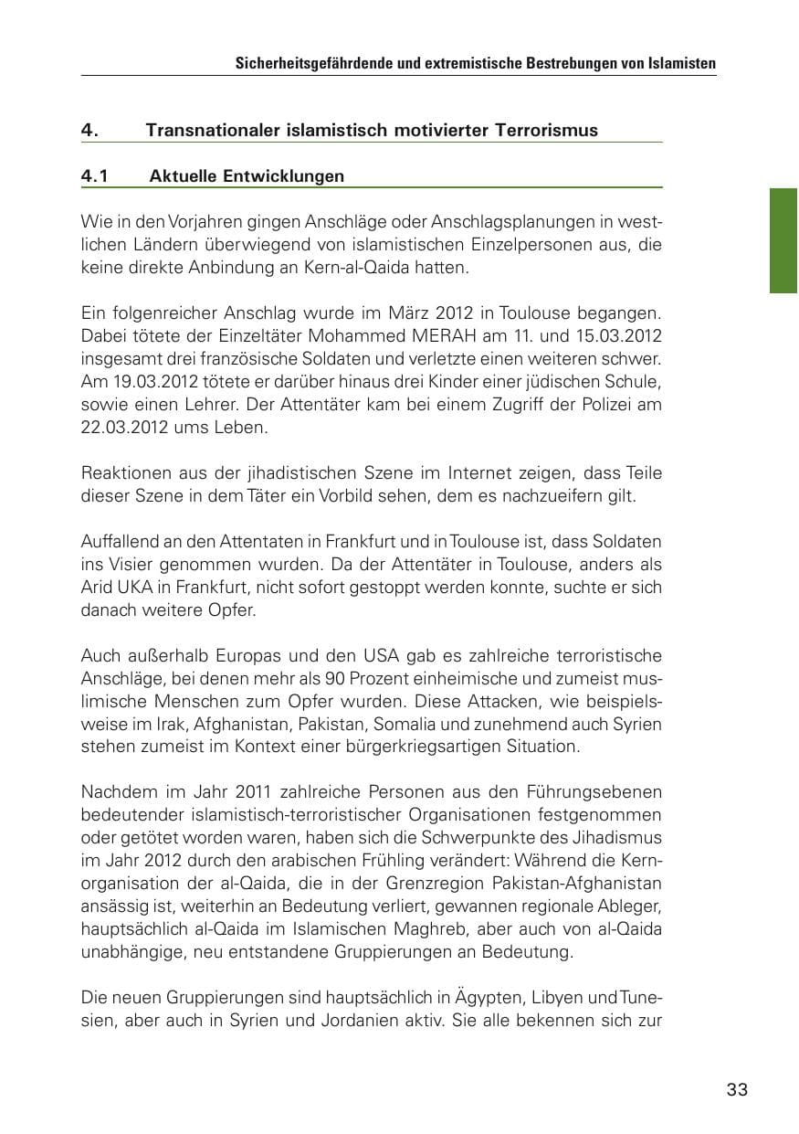 Seite 34 des Verfassungsschutzbericht 2012 Hamburg