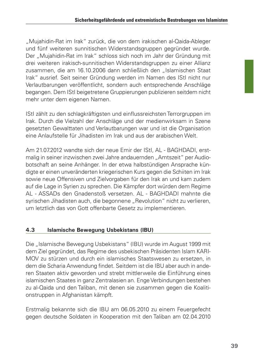 Seite 40 des Verfassungsschutzbericht 2012 Hamburg