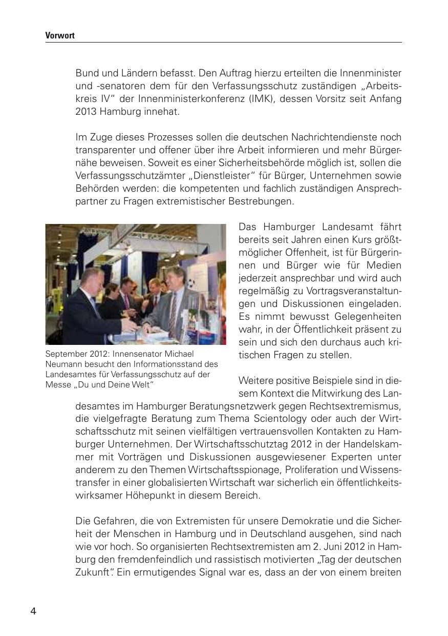 Seite 5 des Verfassungsschutzbericht 2012 Hamburg