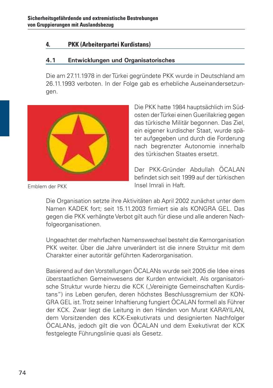 Seite 75 des Verfassungsschutzbericht 2012 Hamburg