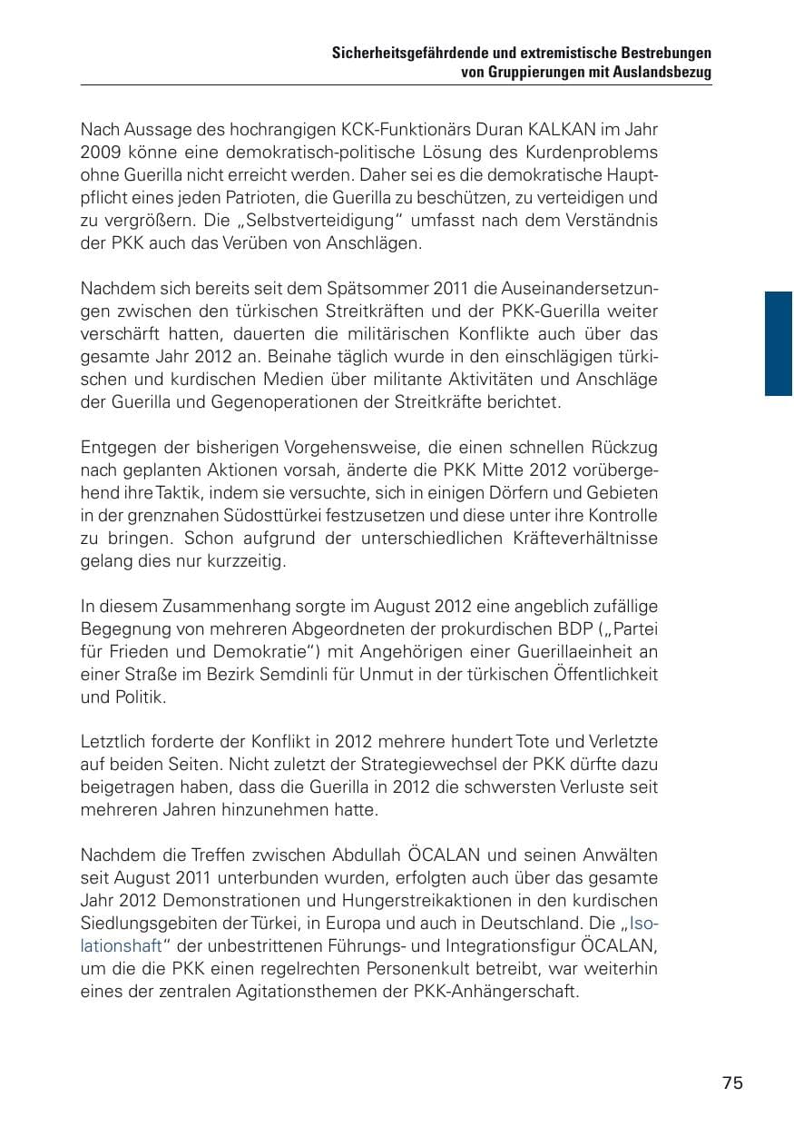 Seite 76 des Verfassungsschutzbericht 2012 Hamburg