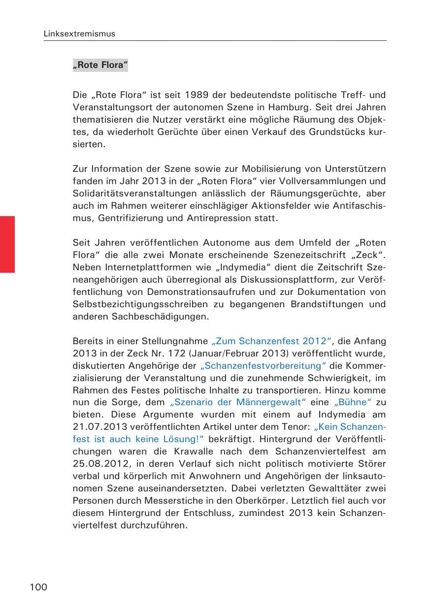 Seite 101 des Verfassungsschutzbericht 2013 Hamburg