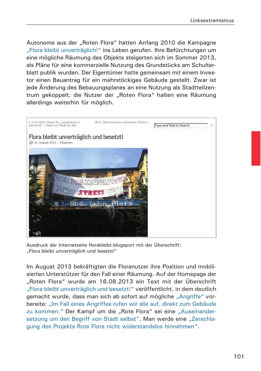 Seite 102 des Verfassungsschutzbericht 2013 Hamburg