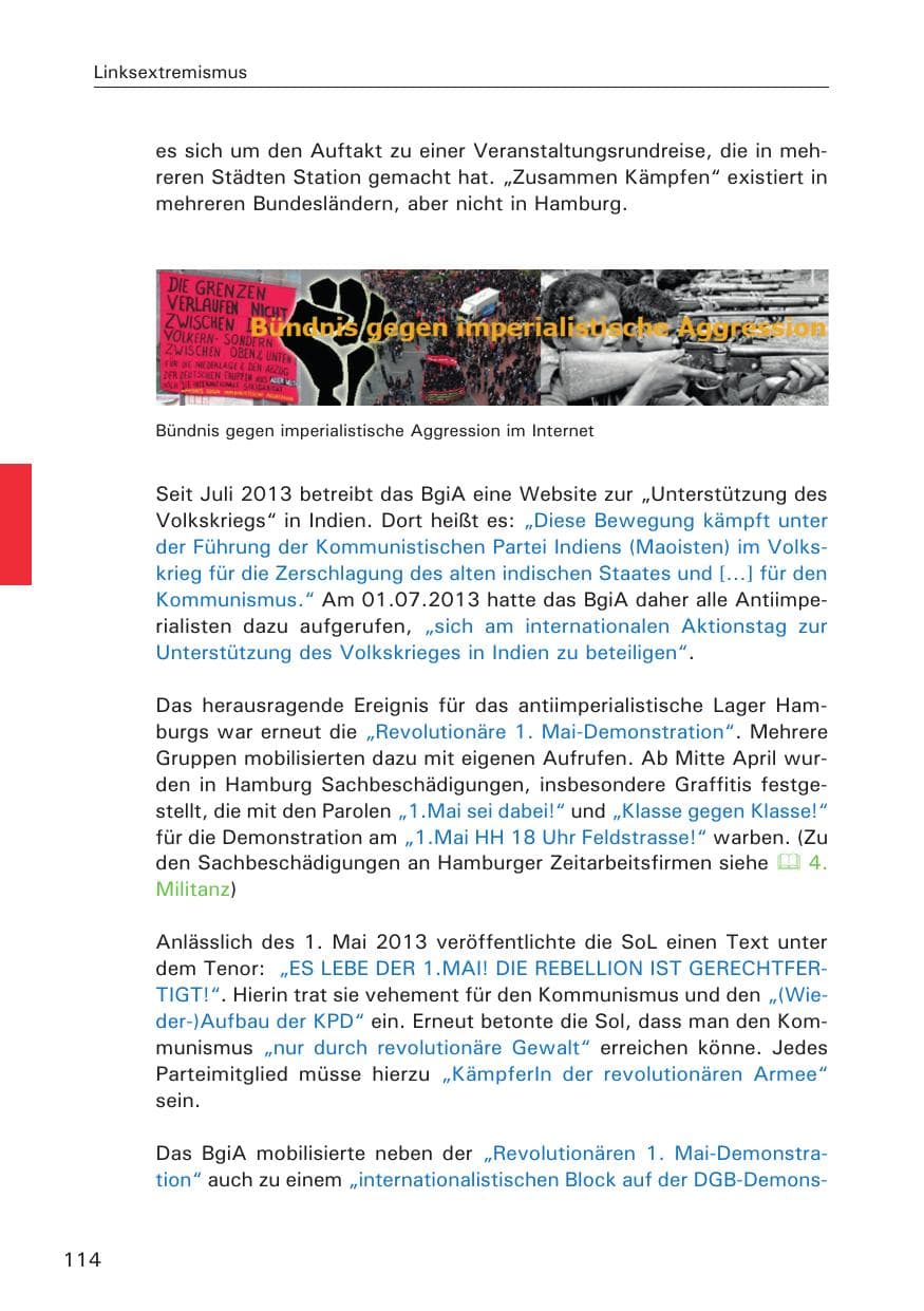 Seite 115 des Verfassungsschutzbericht 2013 Hamburg