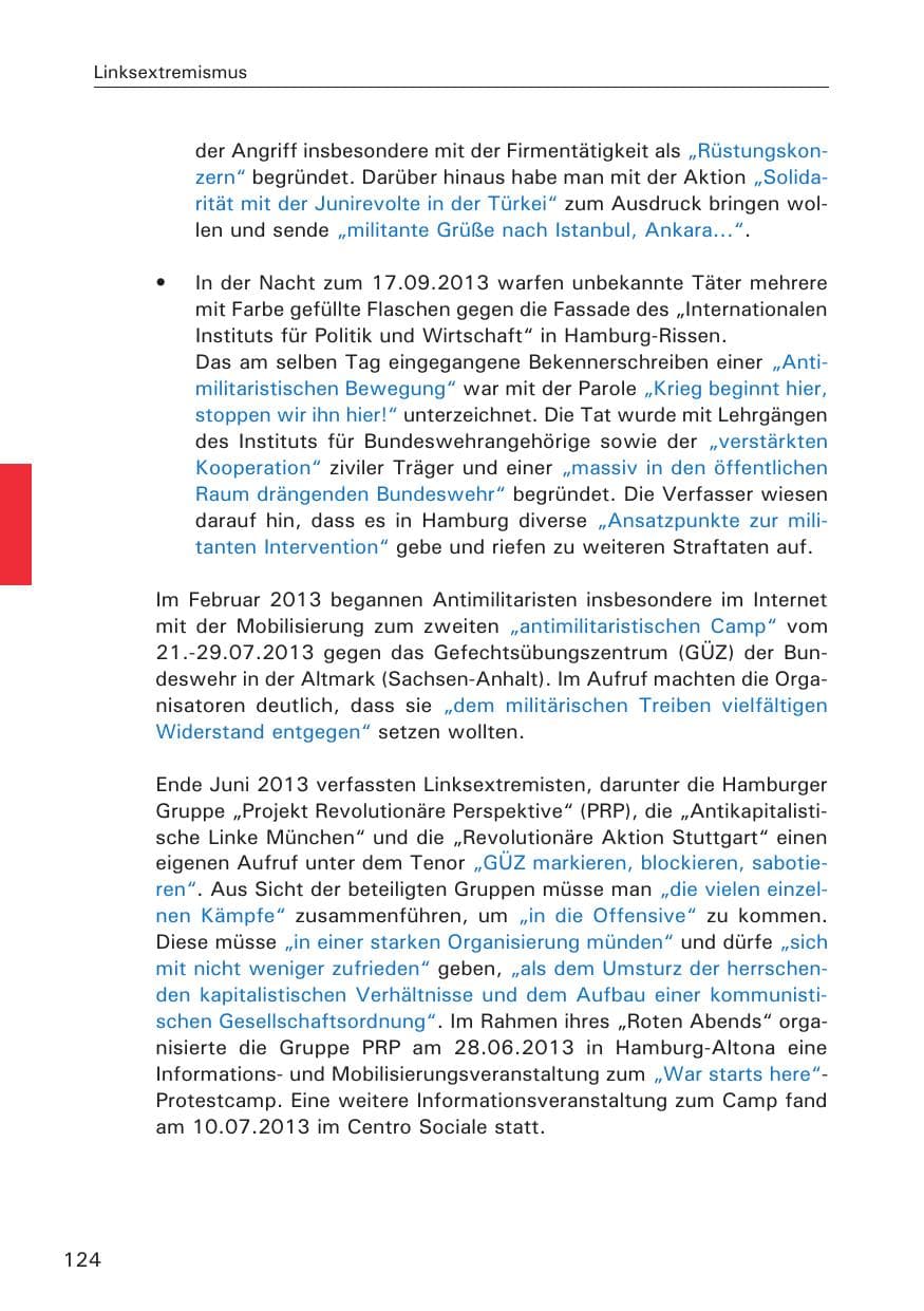 Seite 125 des Verfassungsschutzbericht 2013 Hamburg