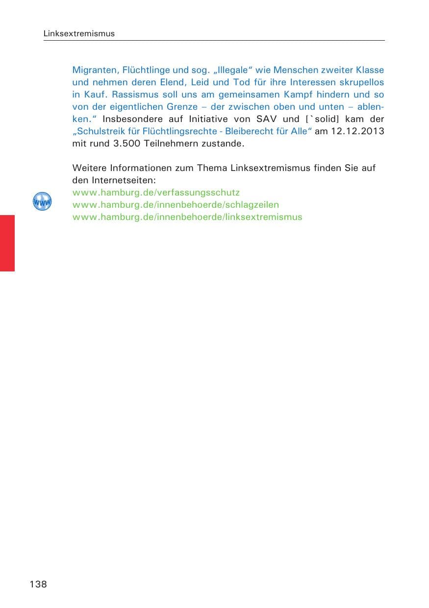 Seite 139 des Verfassungsschutzbericht 2013 Hamburg