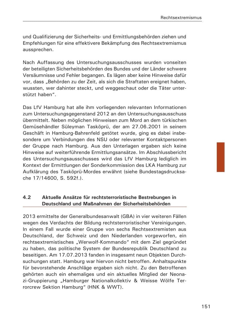 Seite 152 des Verfassungsschutzbericht 2013 Hamburg