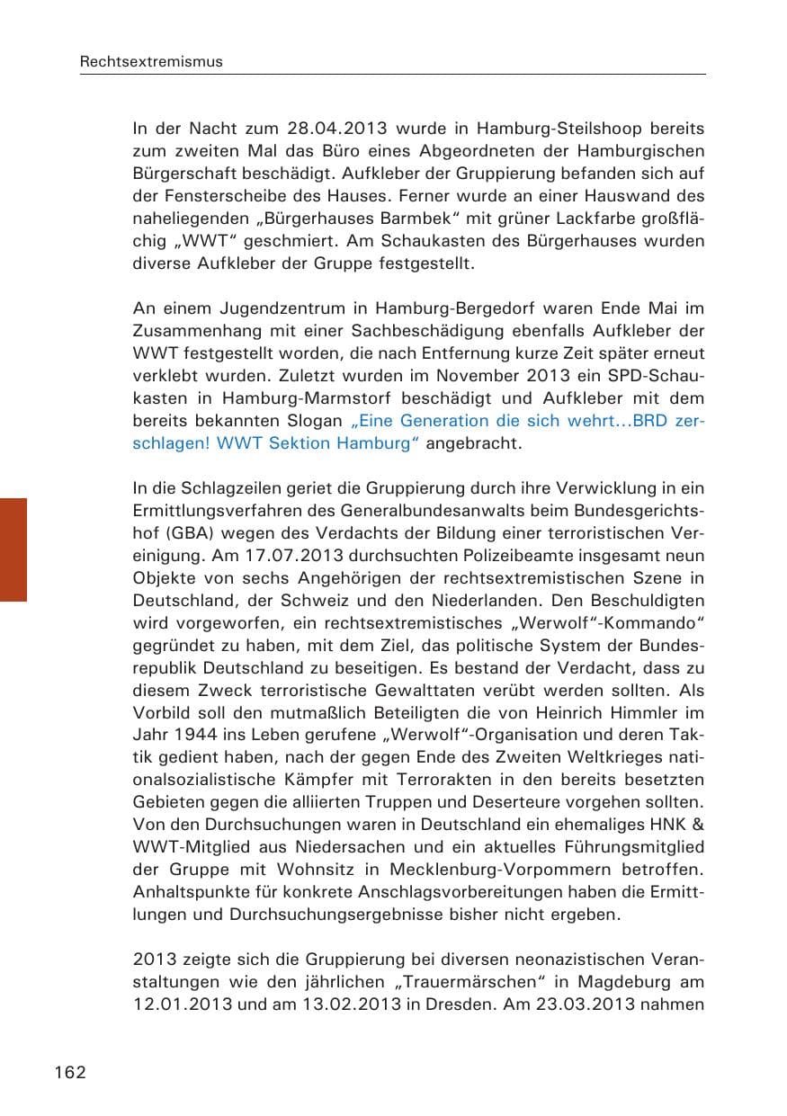 Seite 163 des Verfassungsschutzbericht 2013 Hamburg