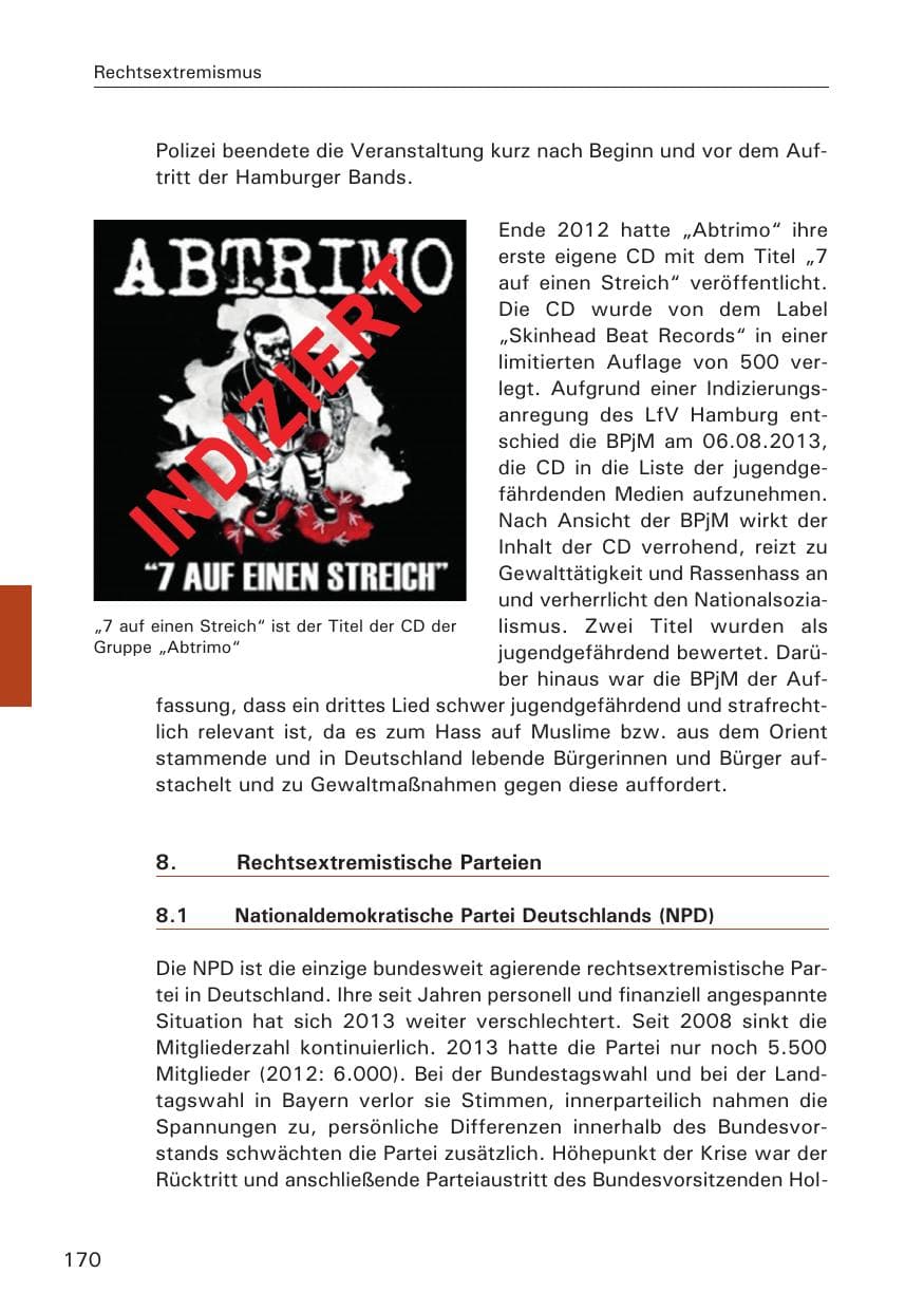Seite 171 des Verfassungsschutzbericht 2013 Hamburg