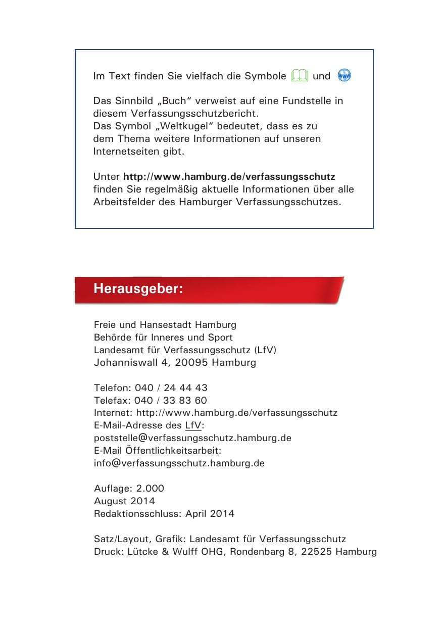 Seite 3 des Verfassungsschutzbericht 2013 Hamburg