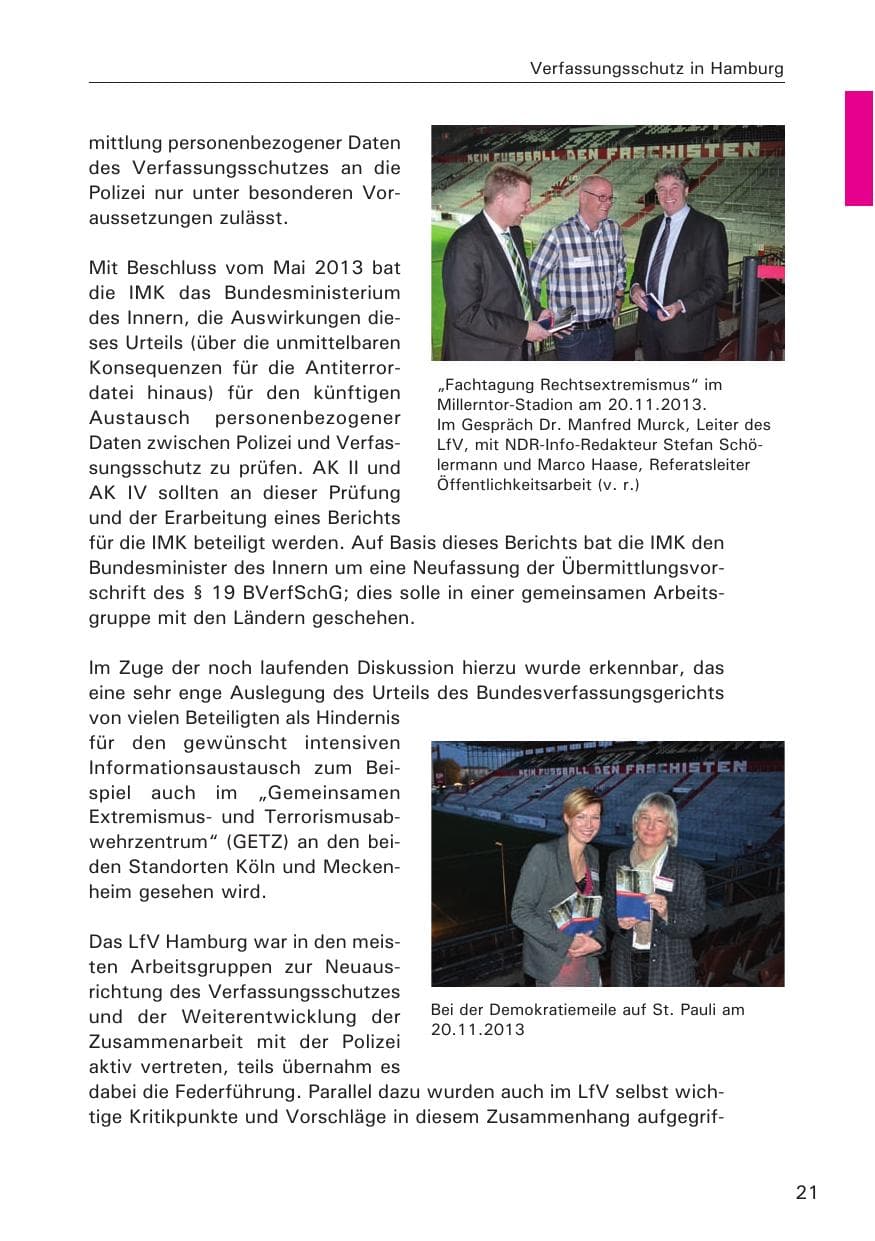 Seite 22 des Verfassungsschutzbericht 2013 Hamburg