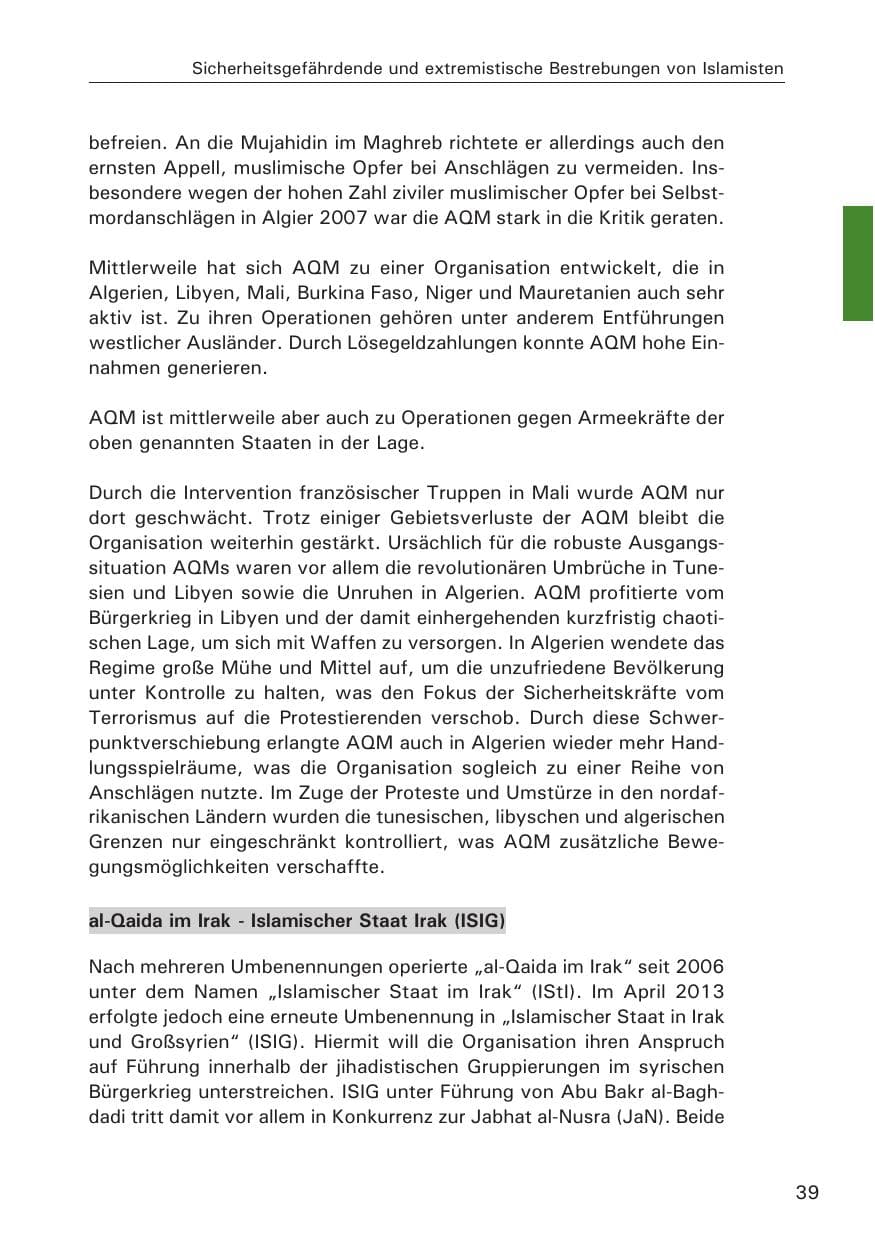 Seite 40 des Verfassungsschutzbericht 2013 Hamburg