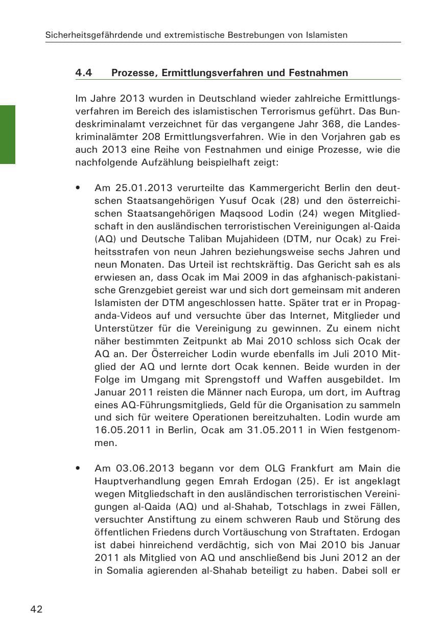Seite 43 des Verfassungsschutzbericht 2013 Hamburg