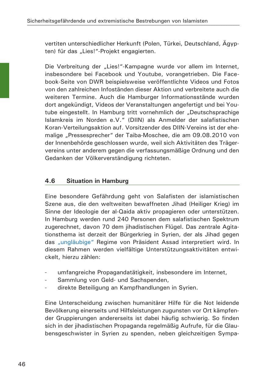Seite 47 des Verfassungsschutzbericht 2013 Hamburg