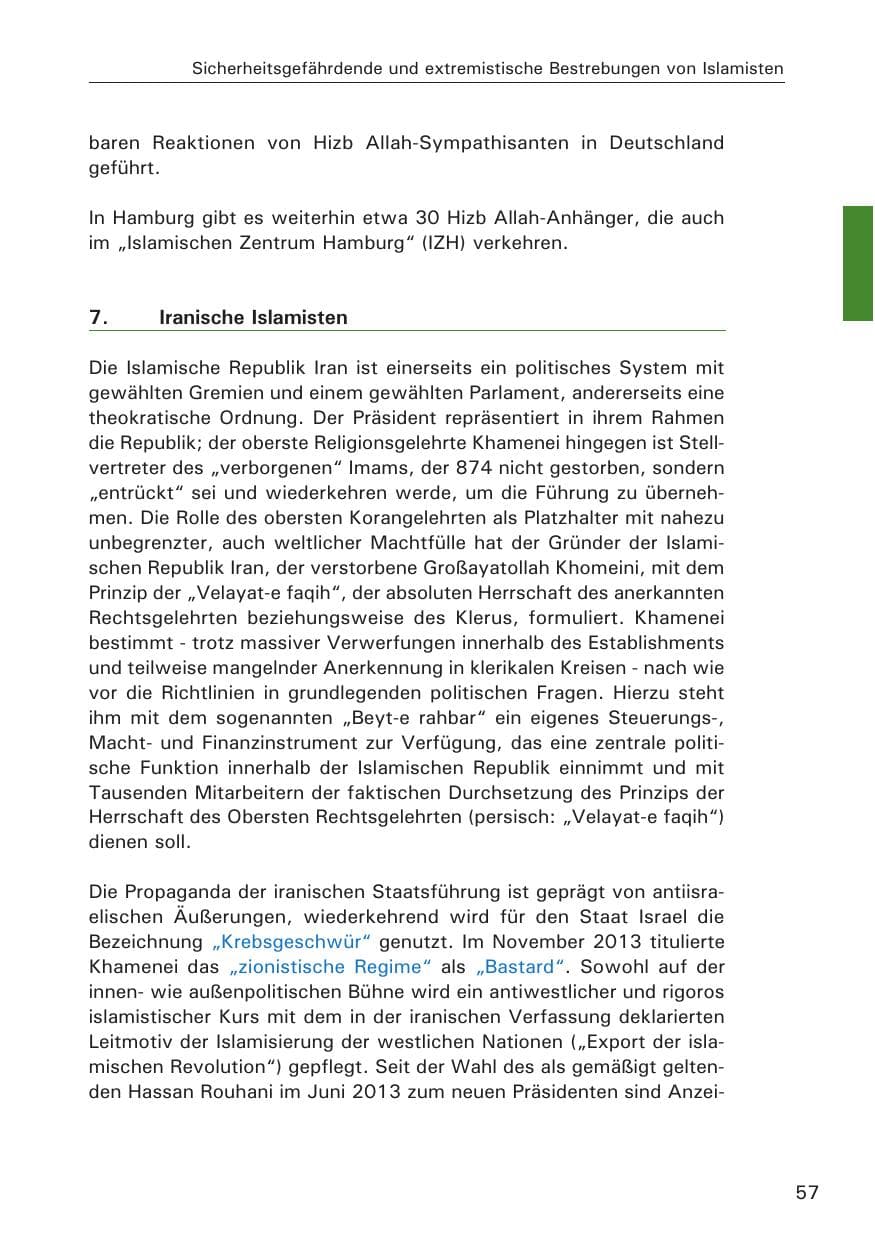 Seite 58 des Verfassungsschutzbericht 2013 Hamburg