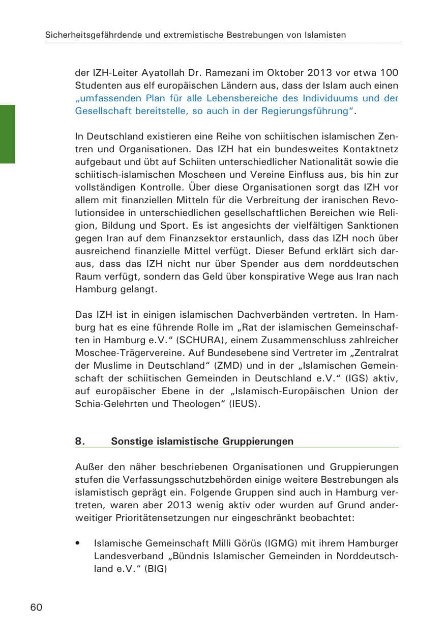 Seite 61 des Verfassungsschutzbericht 2013 Hamburg