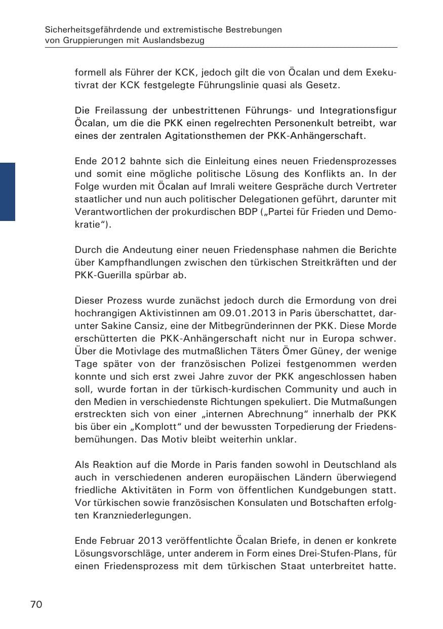 Seite 71 des Verfassungsschutzbericht 2013 Hamburg