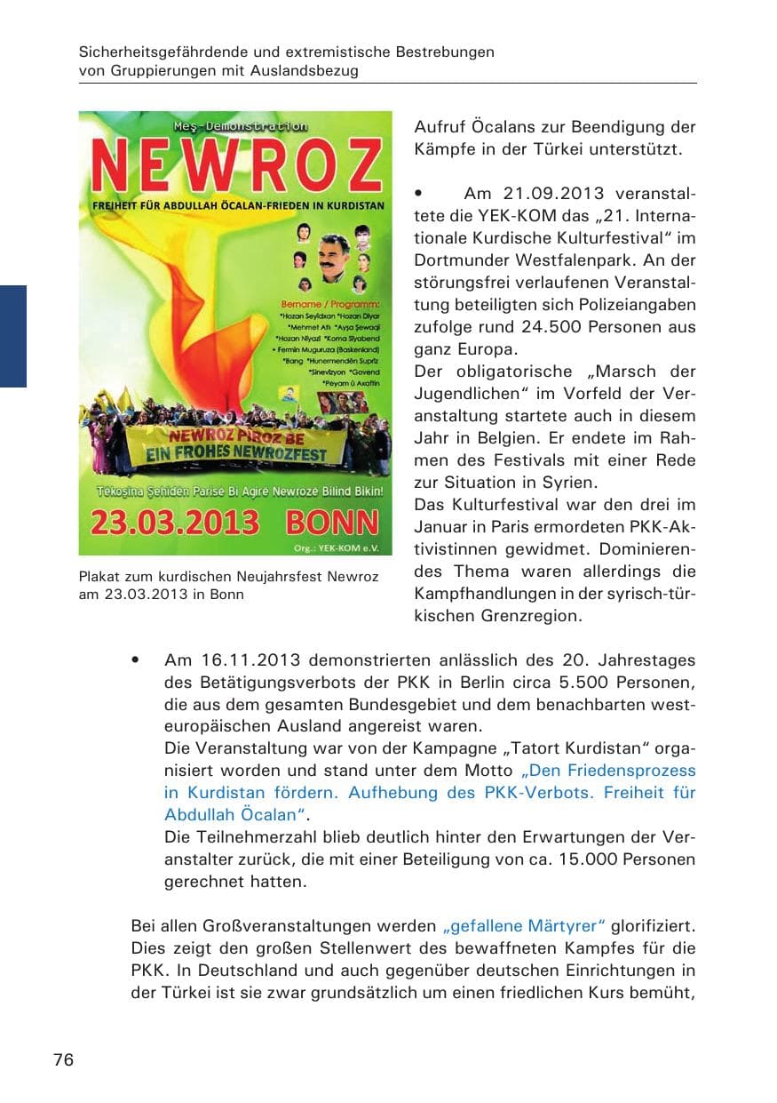 Seite 77 des Verfassungsschutzbericht 2013 Hamburg
