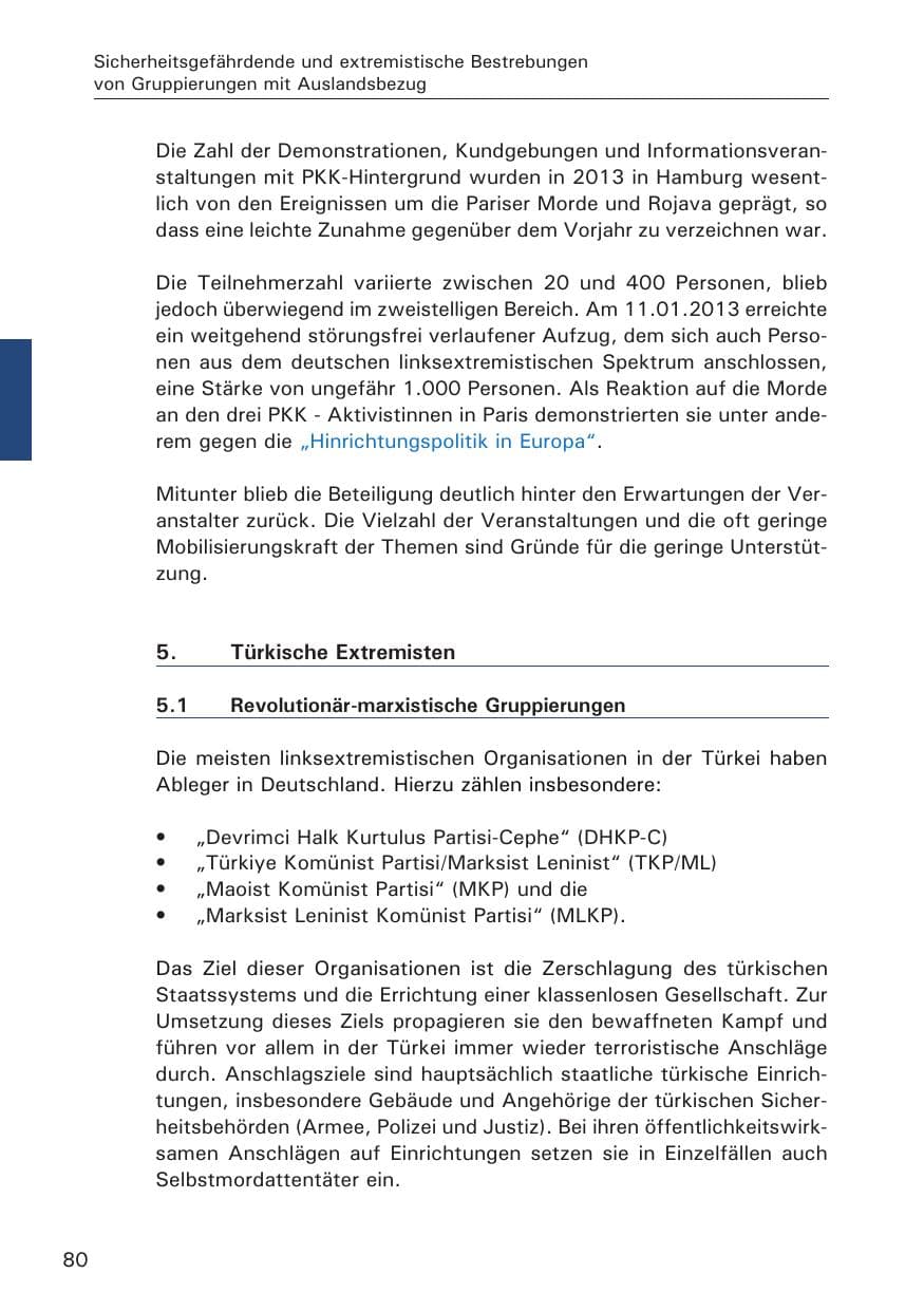 Seite 81 des Verfassungsschutzbericht 2013 Hamburg