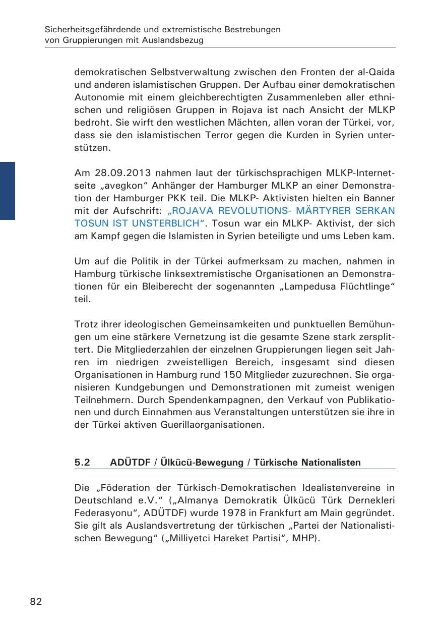 Seite 83 des Verfassungsschutzbericht 2013 Hamburg