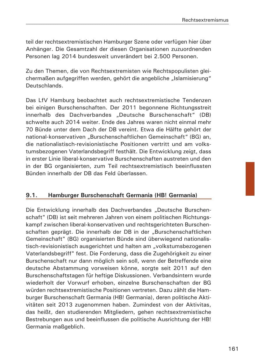 Seite 161 des Verfassungsschutzbericht 2014 Hamburg