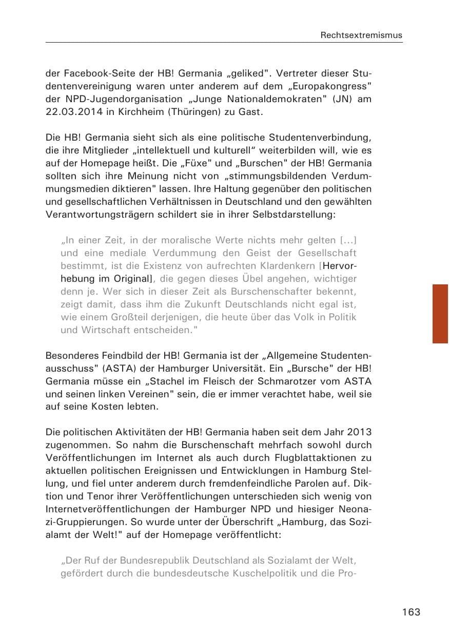 Seite 163 des Verfassungsschutzbericht 2014 Hamburg