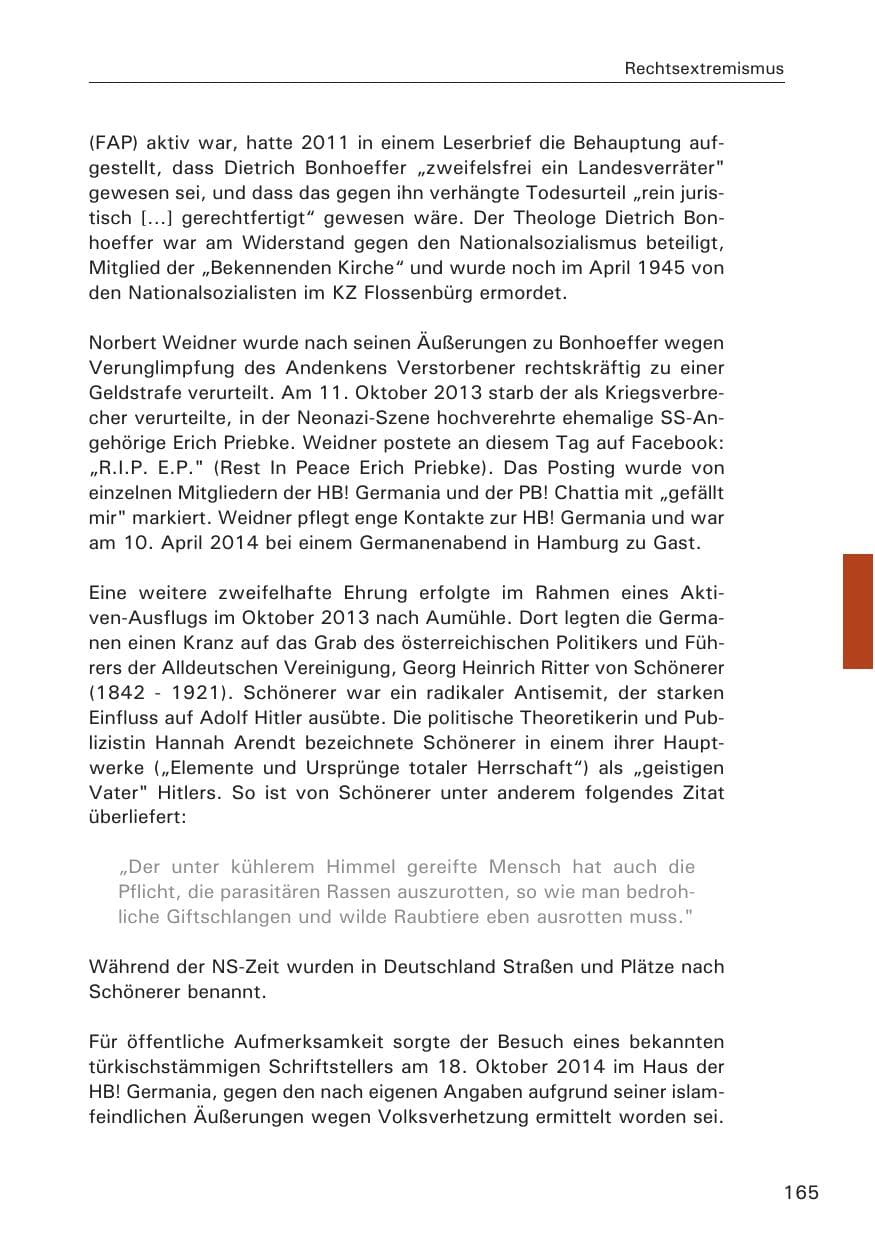 Seite 165 des Verfassungsschutzbericht 2014 Hamburg