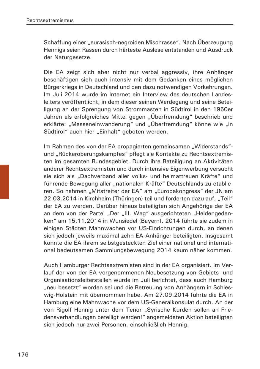 Seite 176 des Verfassungsschutzbericht 2014 Hamburg