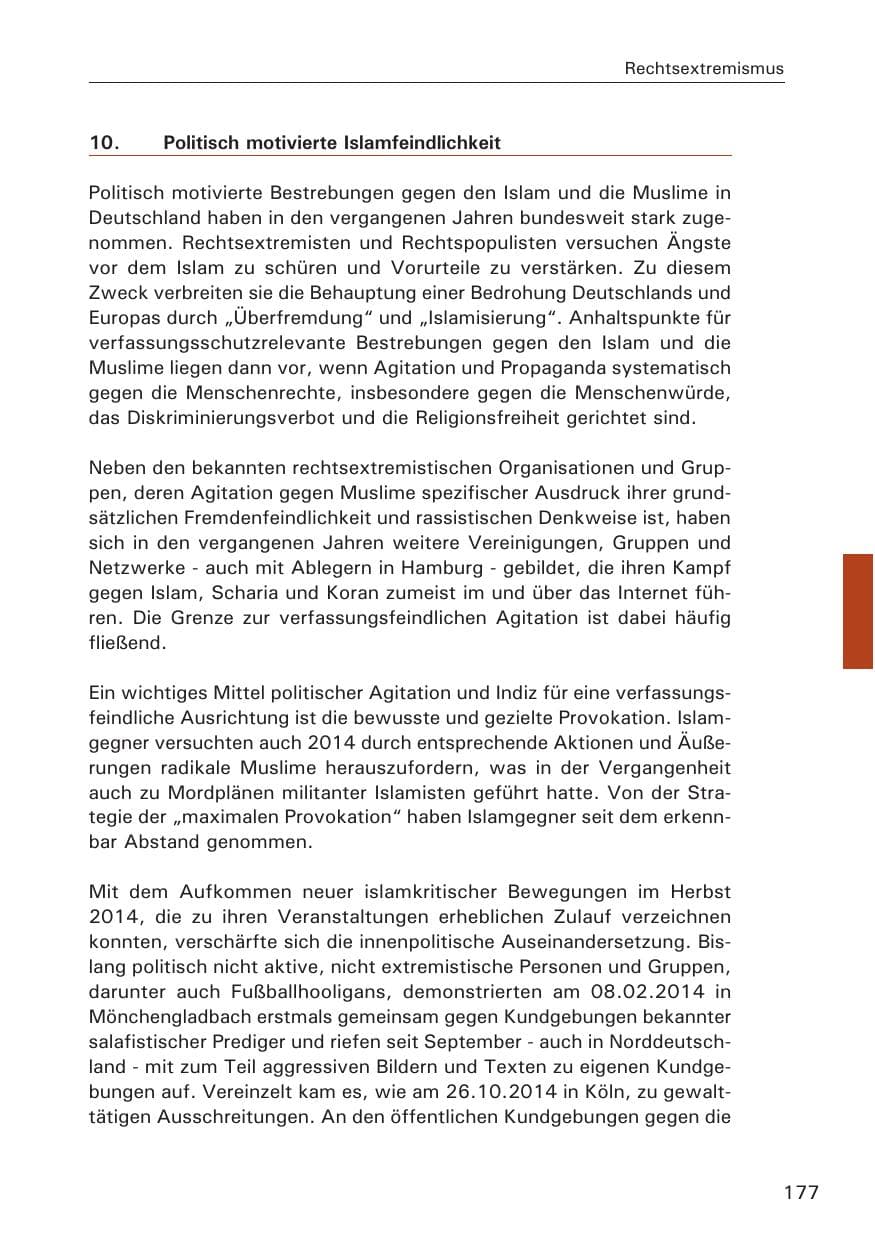 Seite 177 des Verfassungsschutzbericht 2014 Hamburg
