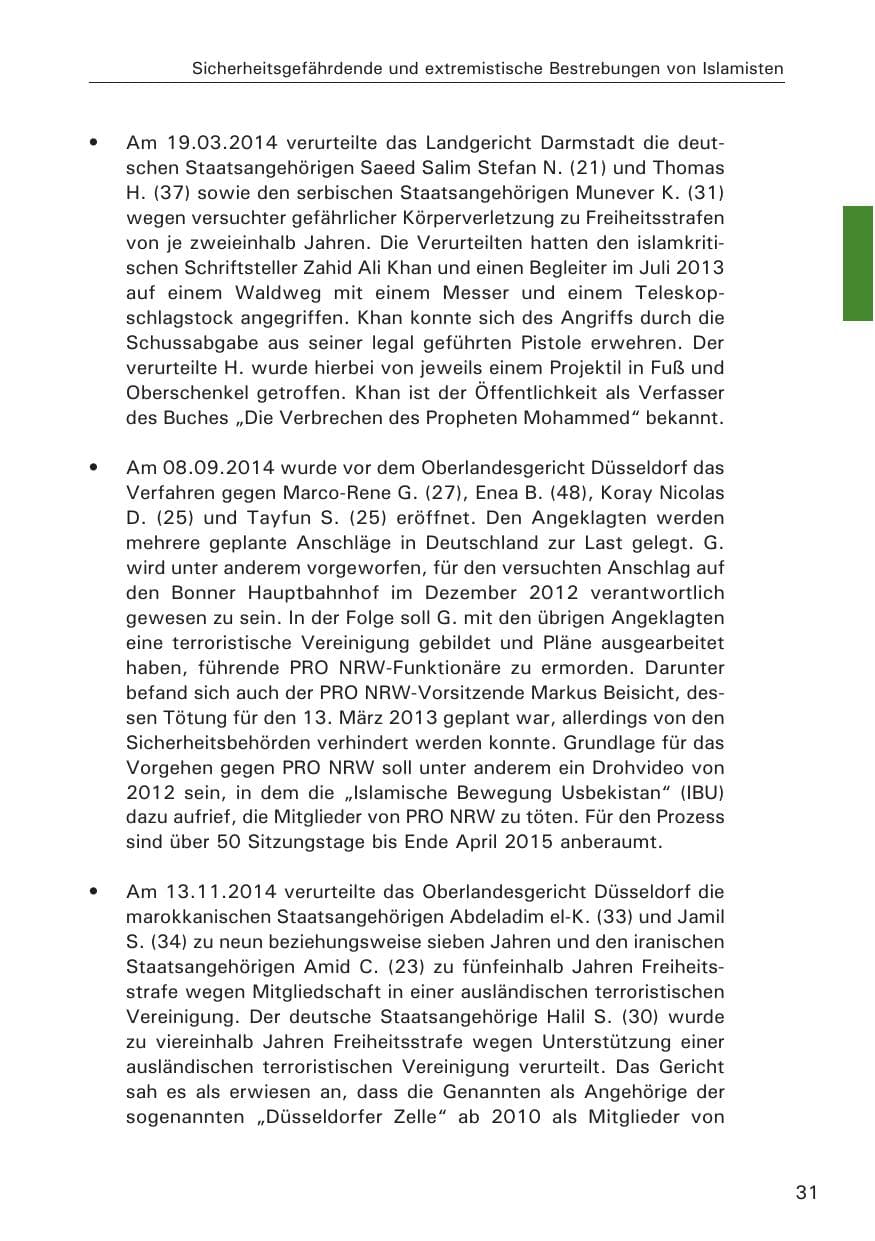 Seite 31 des Verfassungsschutzbericht 2014 Hamburg