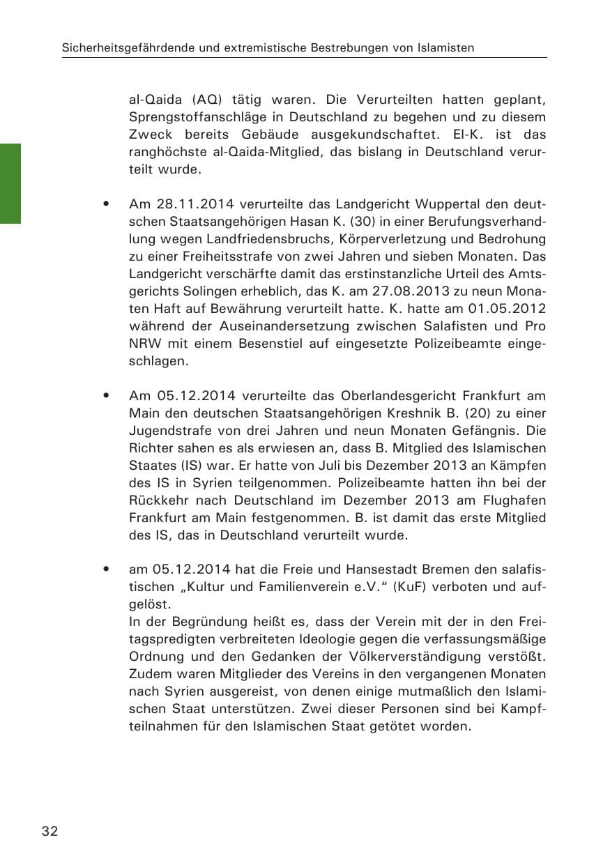 Seite 32 des Verfassungsschutzbericht 2014 Hamburg