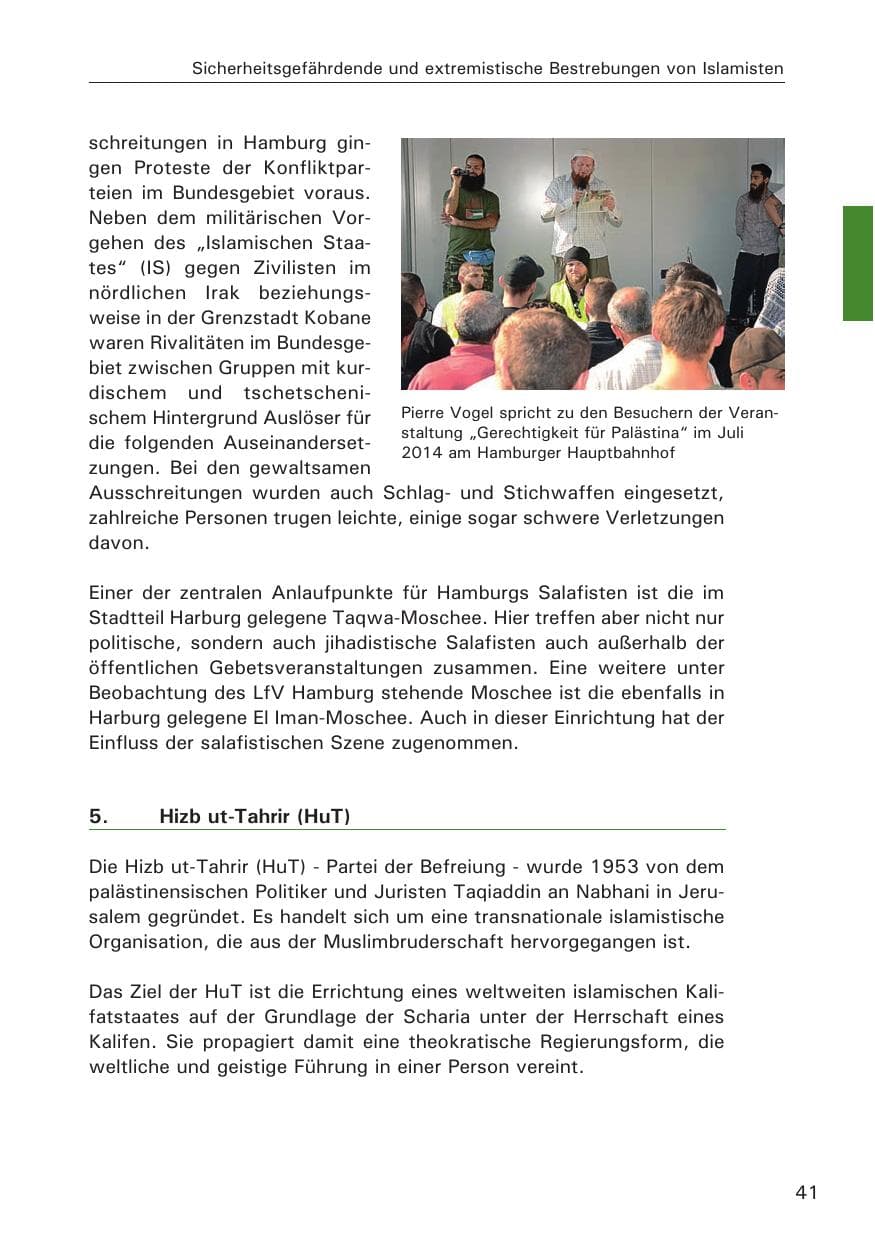 Seite 41 des Verfassungsschutzbericht 2014 Hamburg