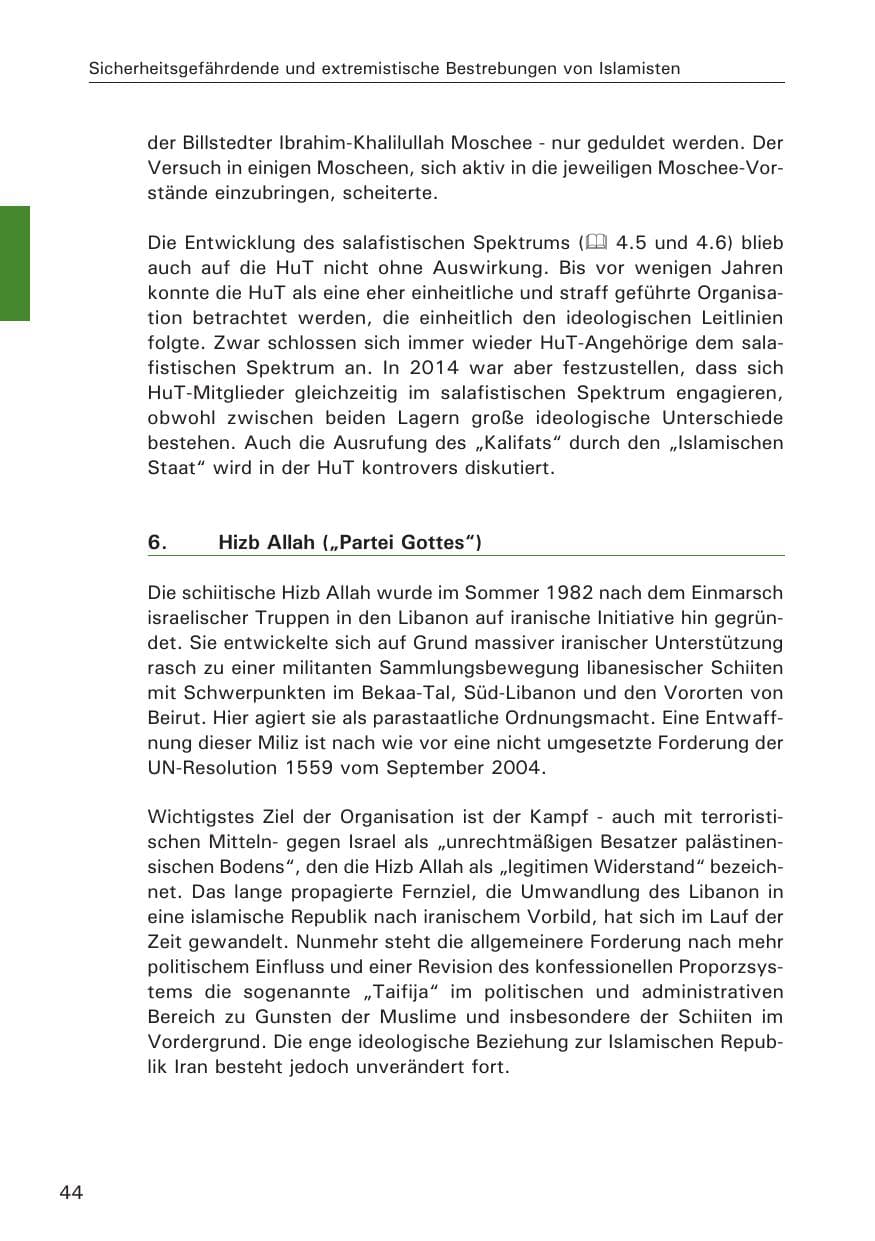 Seite 44 des Verfassungsschutzbericht 2014 Hamburg