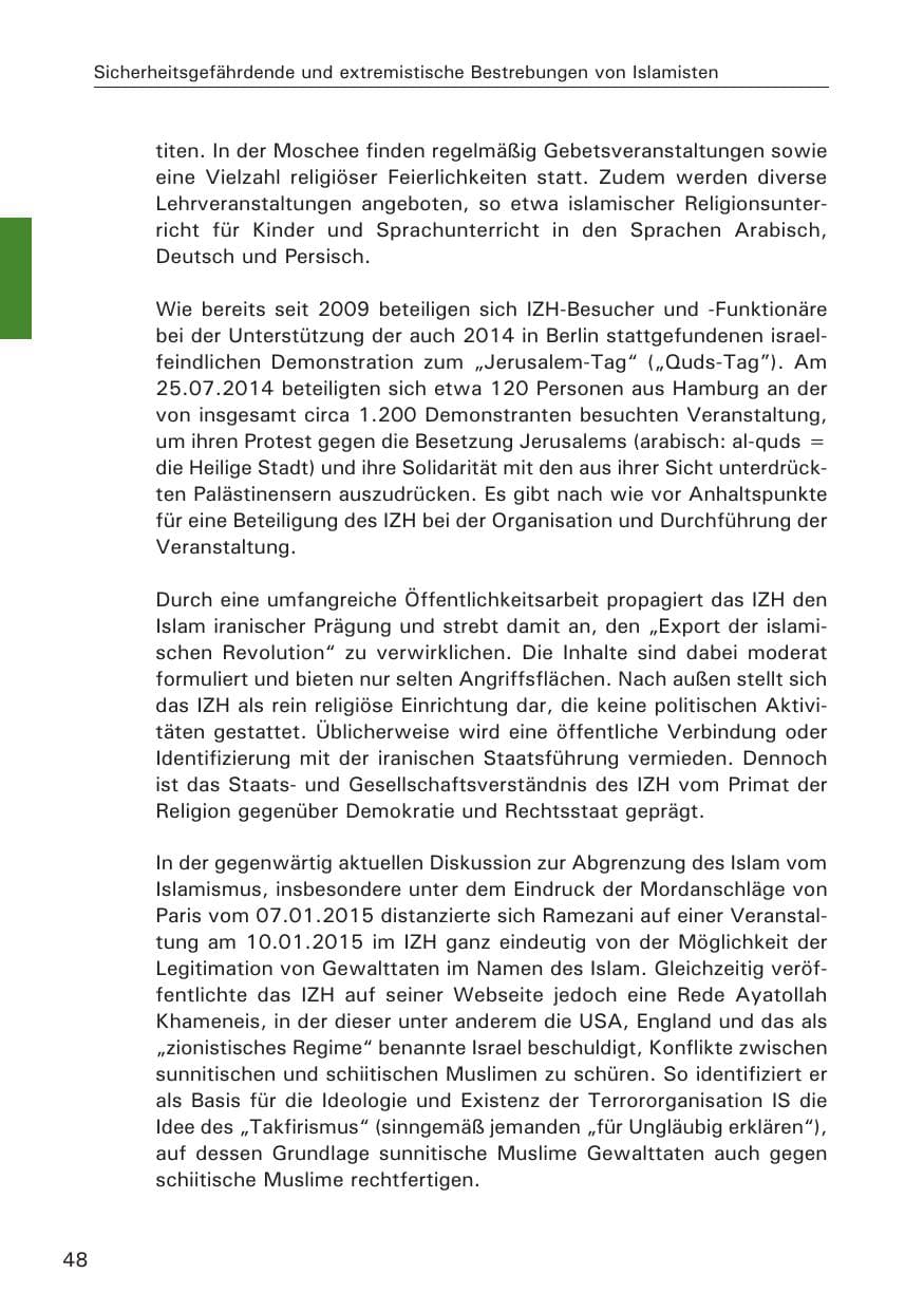 Seite 48 des Verfassungsschutzbericht 2014 Hamburg
