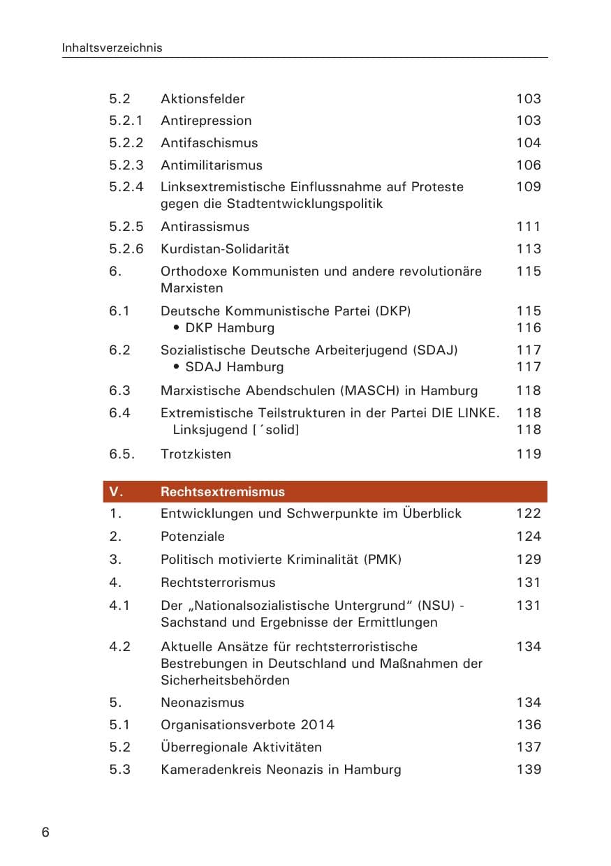 Seite 6 des Verfassungsschutzbericht 2014 Hamburg
