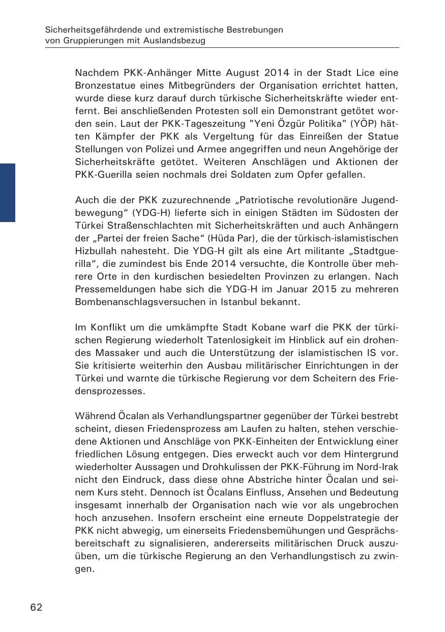 Seite 62 des Verfassungsschutzbericht 2014 Hamburg