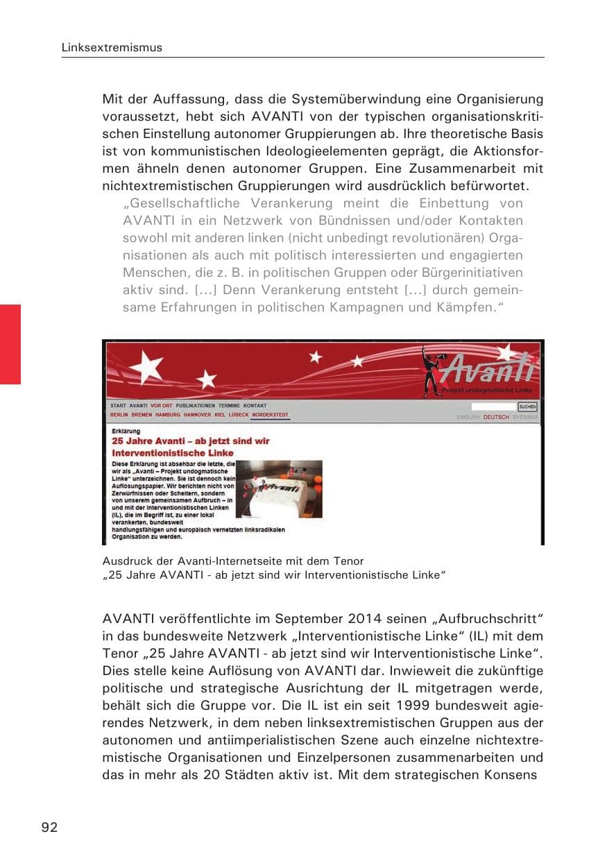 Seite 92 des Verfassungsschutzbericht 2014 Hamburg
