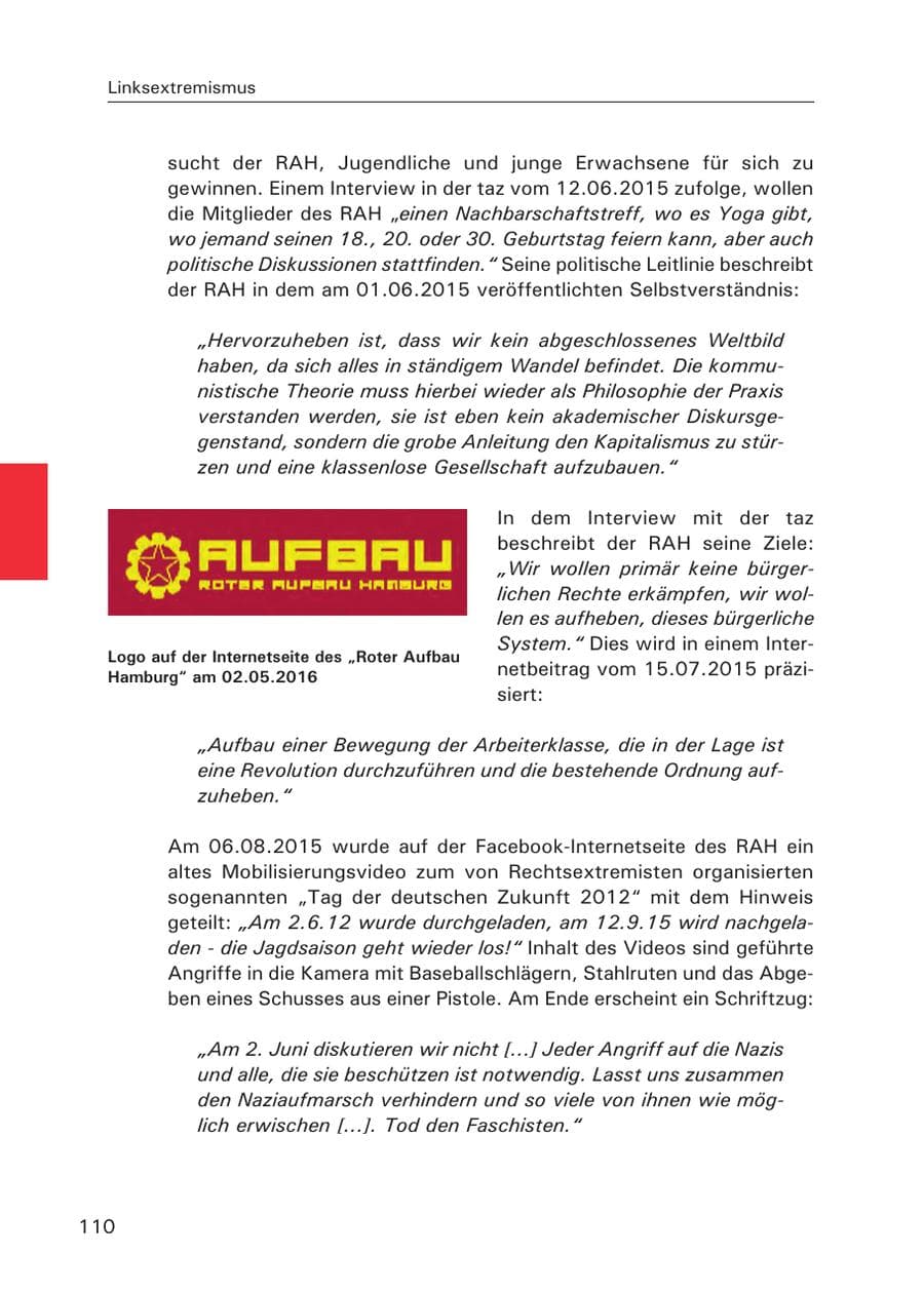 Seite 111 des Verfassungsschutzbericht 2015 Hamburg