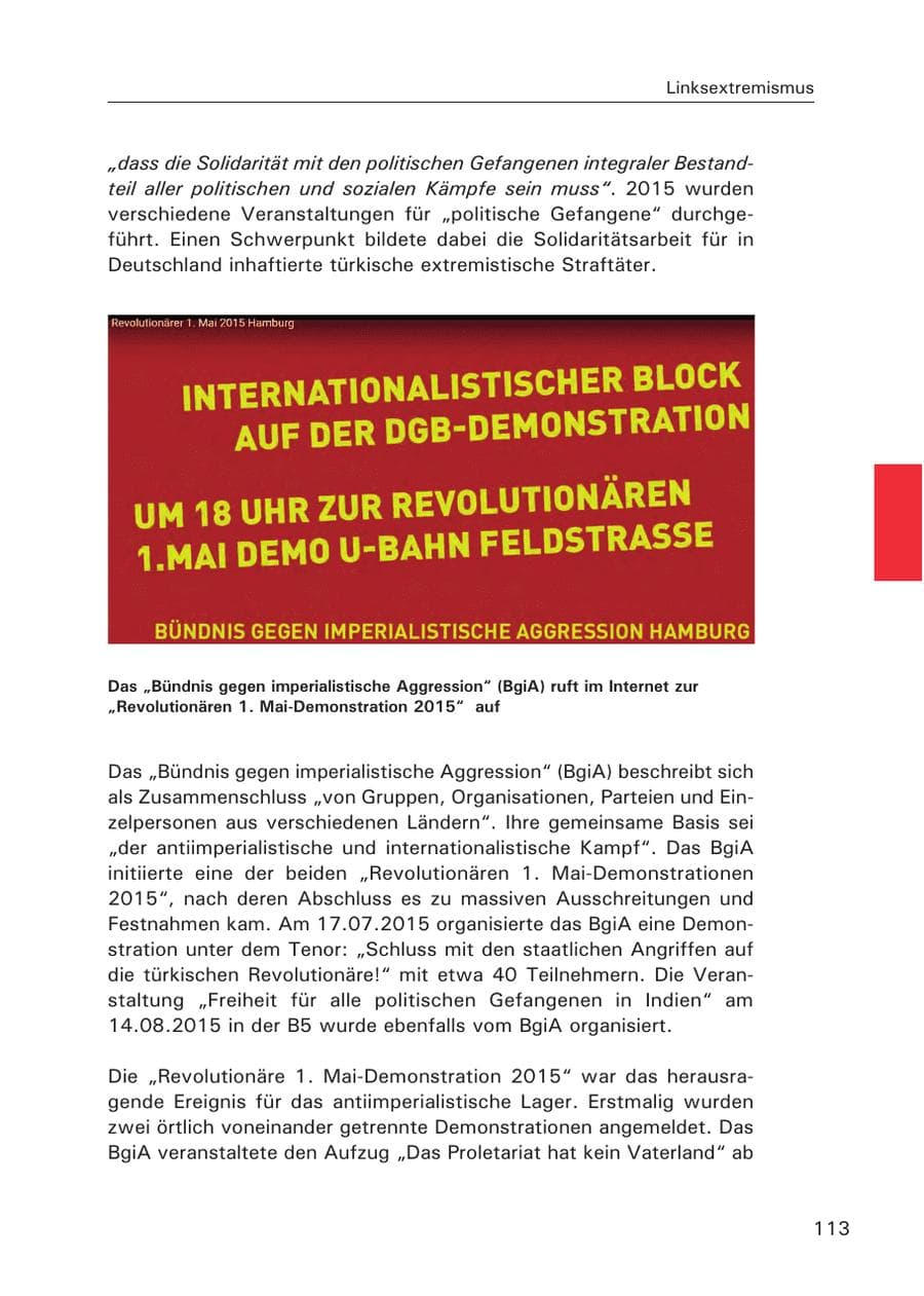 Seite 114 des Verfassungsschutzbericht 2015 Hamburg